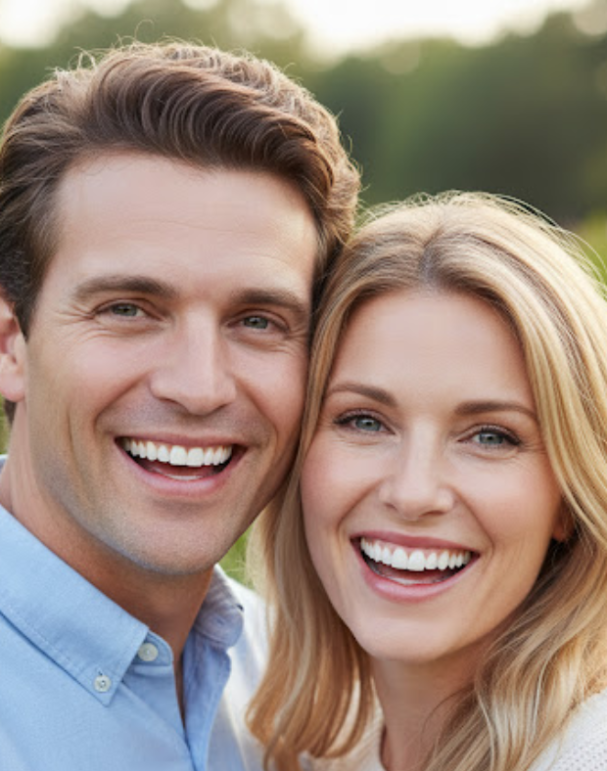 Couple with white teeth